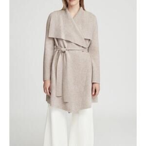 Cuyana Wool Cashmere Short Wrap Coat XS/S Beige Open Cardigan Quiet Luxury Italy